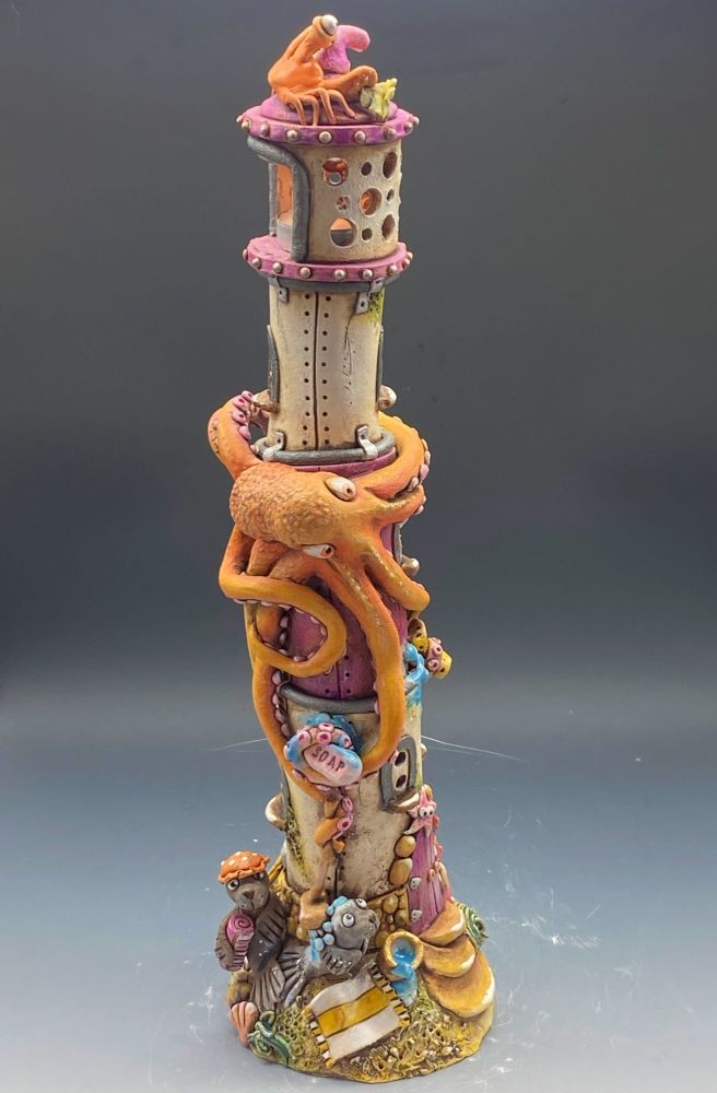 Lighthouse Tea Light Holder, 'Cleaning Day'