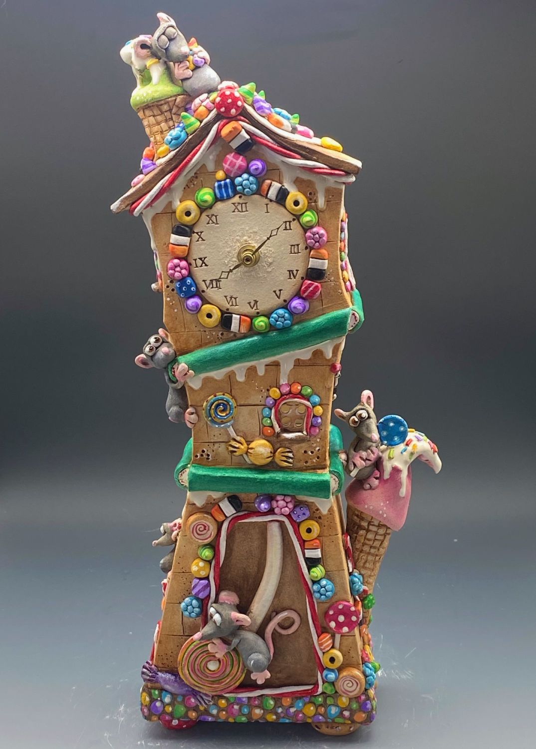 Sweet Treats Mouse Design, Grandfather Style Mantel Clock
