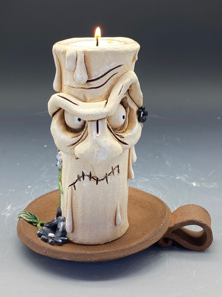 Halloween Grumpy Candle Tea Light Holder, 'Black Jack'