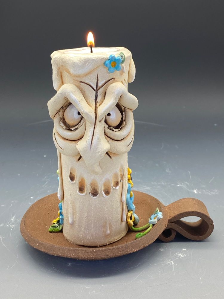 Halloween Grumpy Candle Tea Light Holder, 'Billy Blue'