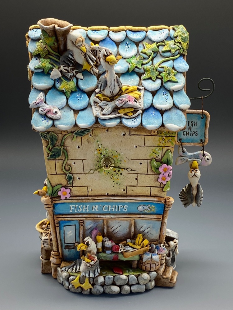 'Fish n Chips' Cuckoo Style Wall Clock with Pendulum