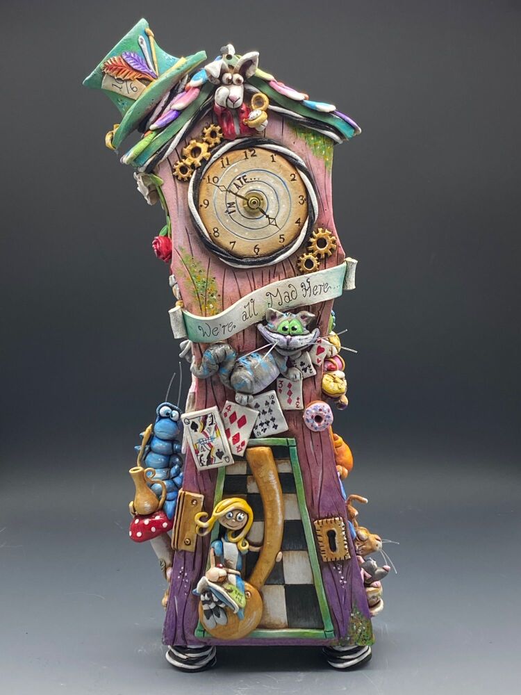 Alice In Wonderland Design, Grandfather Style Mantel Clock