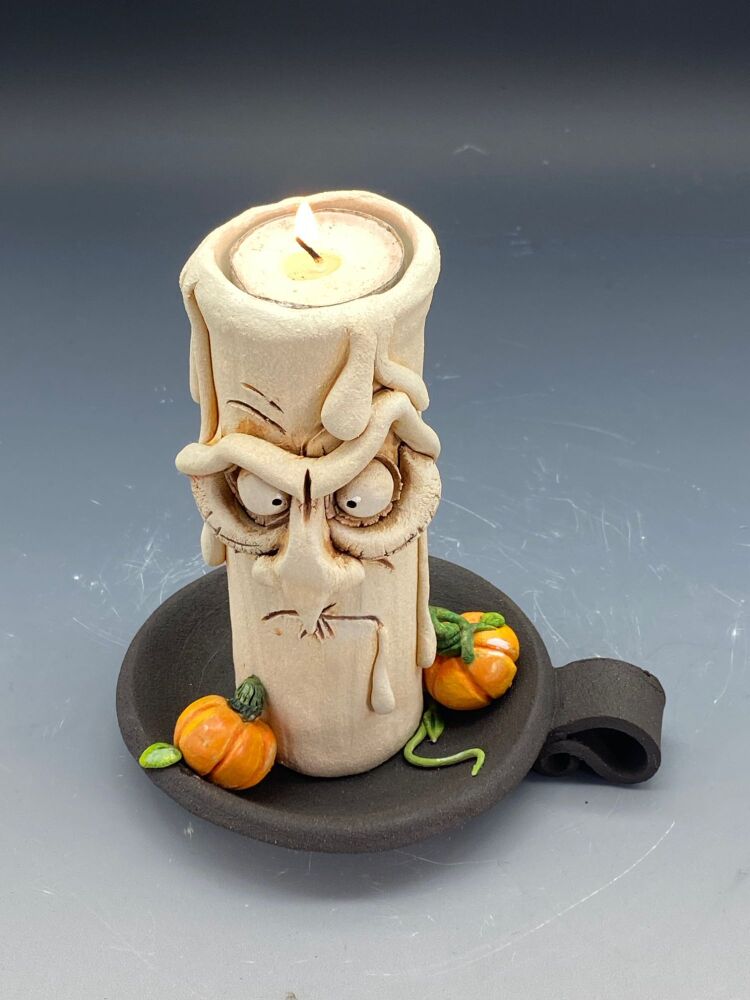 Halloween Grumpy Candle Tea Light Holder, 'Lucifer'