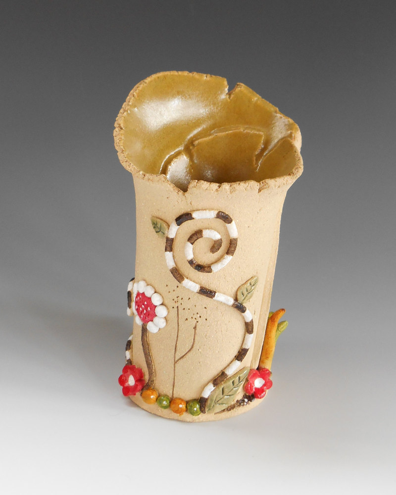 Small Ceramic Vase for flower posy - Whimsical Stripes Design