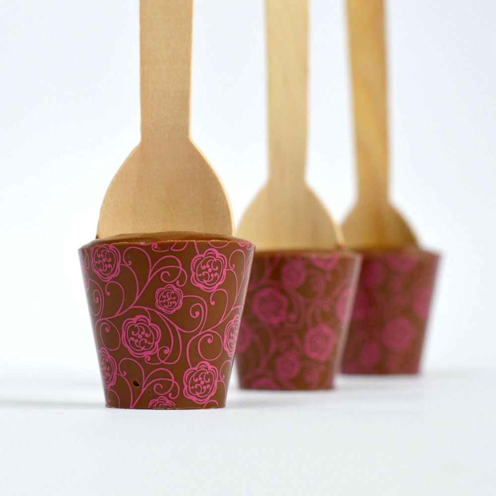 Hot Chocolate Spoon with Pink Roses