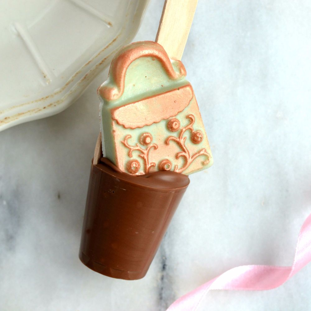Hot Chocolate Spoon with Pink Roses Pattern