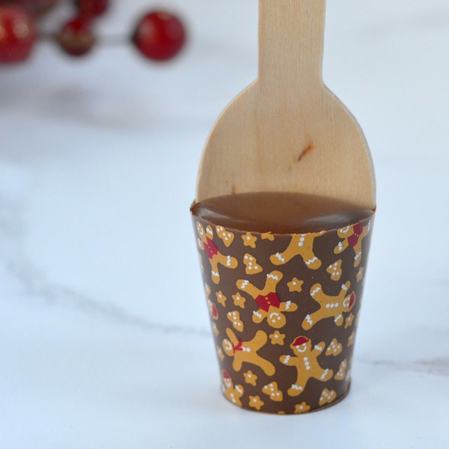 Christmas Hot Chocolate Spoon with Holly Leaf