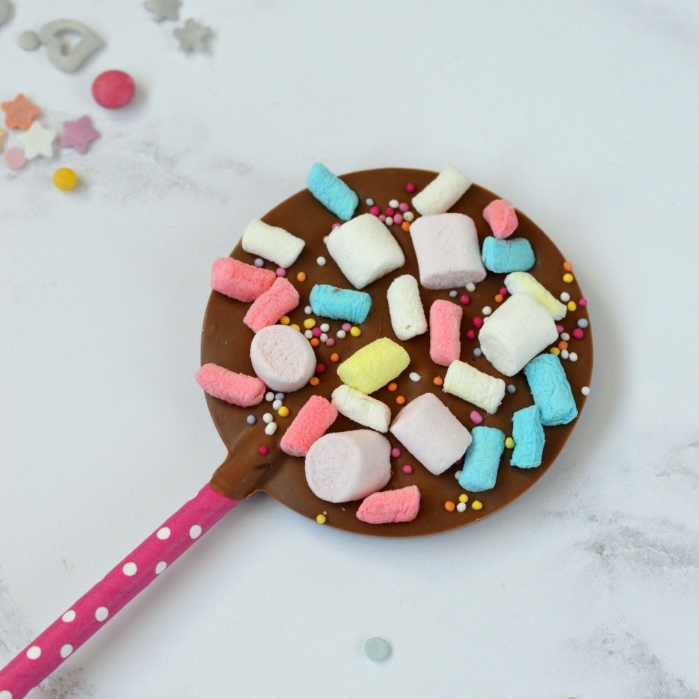 Chocolate Lollipop with Rainbow Marshmallows