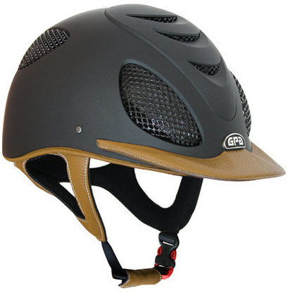 GPA Speed' Air 2X Leather Riding Helmet - Black/Gold Leather (£415.83 Exc V