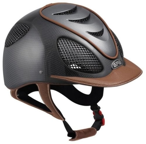 GPA Speed Air Shiny Carbon Riding Helmet - Titane Grills & Vent - Chestnut