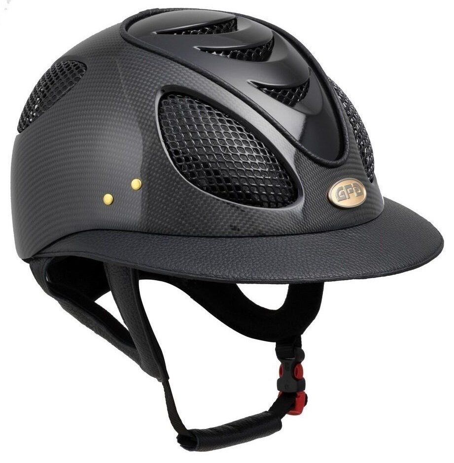GPA Speed Air Carbon Riding Helmet Black Shiny With Black Leather
