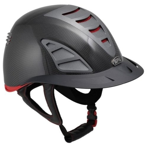 GPA First Lady Carbon 4S REDLINE Collection Riding Helmet - Shiny Carbon/Re