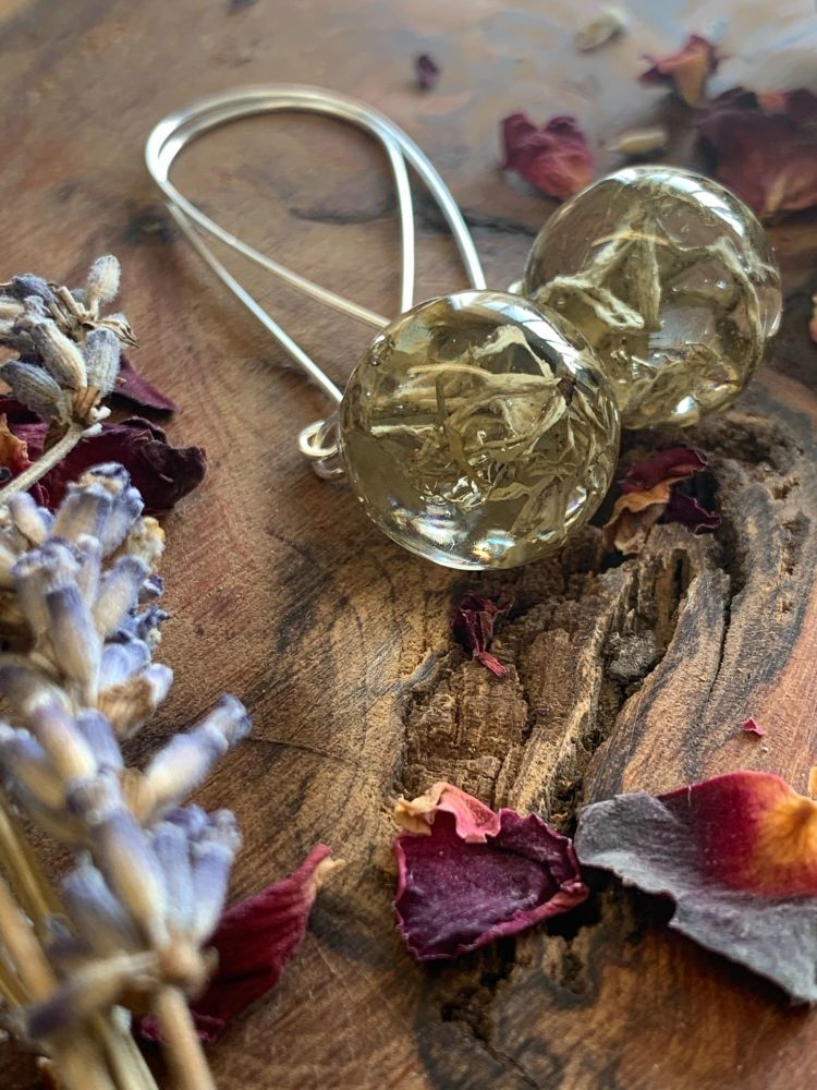 Lichen drop earrings.