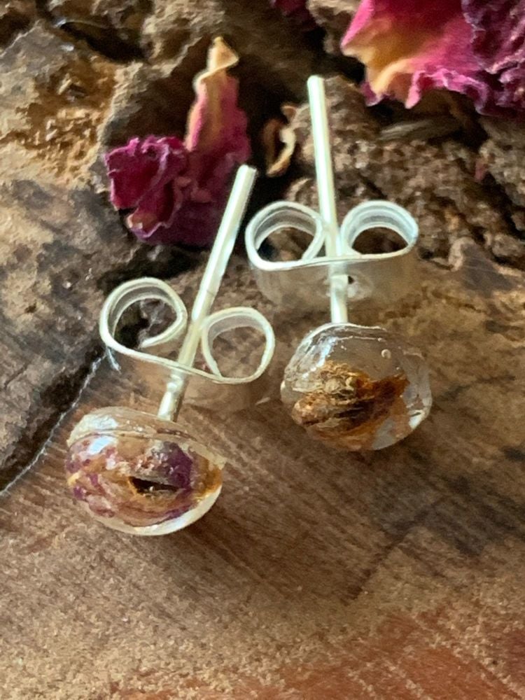 Tiny Hyacinth flower stud earrings.