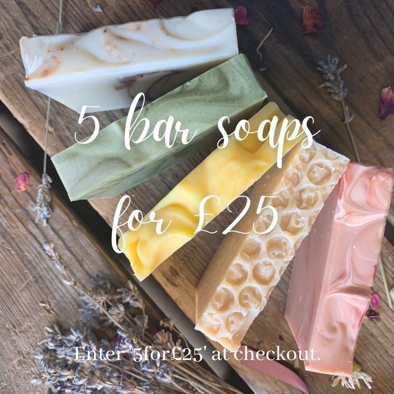 Handmade, natural Bar soap, palm oil free, made in the UK.