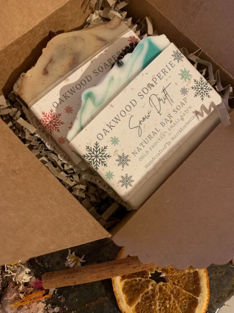 Gift Boxed Set of 2 Christmas soaps and a Sisal scrub bag WAS £15, NOW £12
