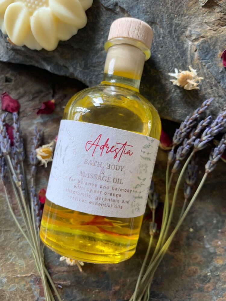 SALE - Adrestia Bath & Body Oil with balancing and harmonising essential oils
