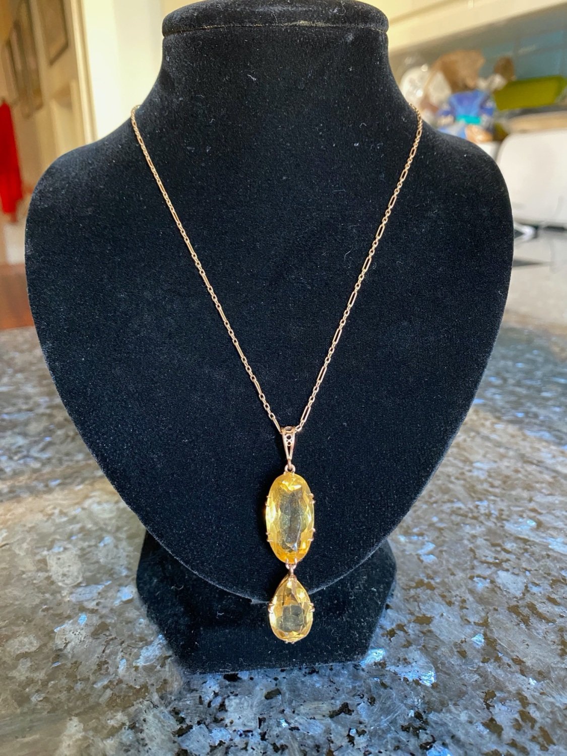 Gold Original Victorian Citrine Pendant