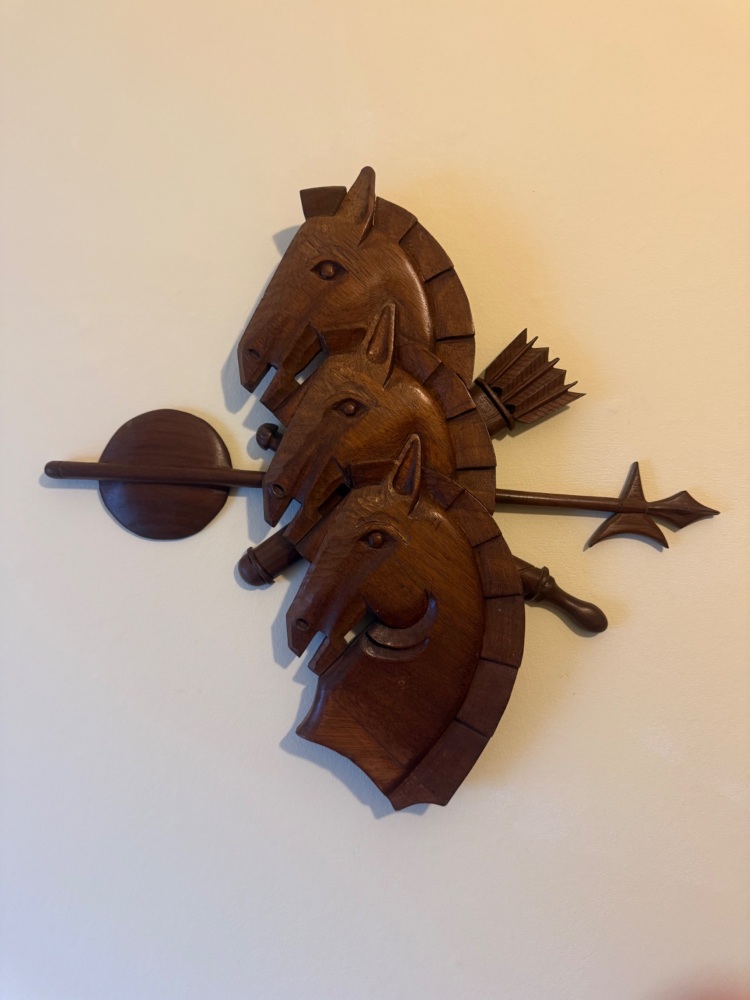 Hand carved  Decorative ,Three Horses head Plaque .