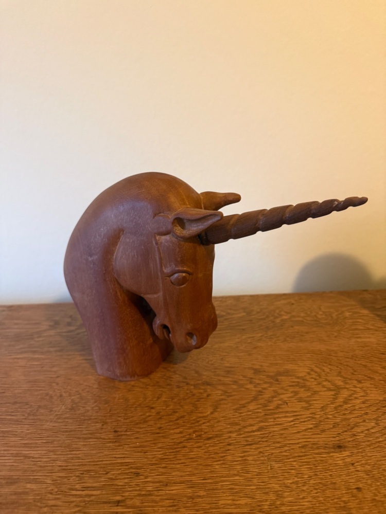 Hardwood Bust of a Unicorn