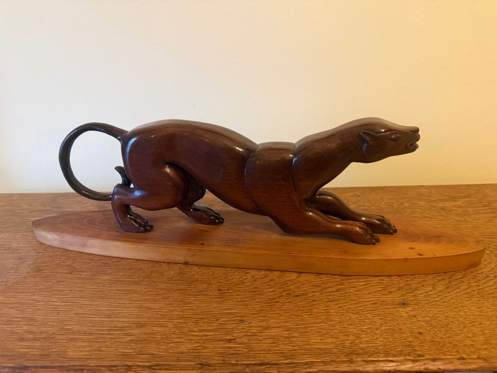 Hand carved stylised wooden Panther.