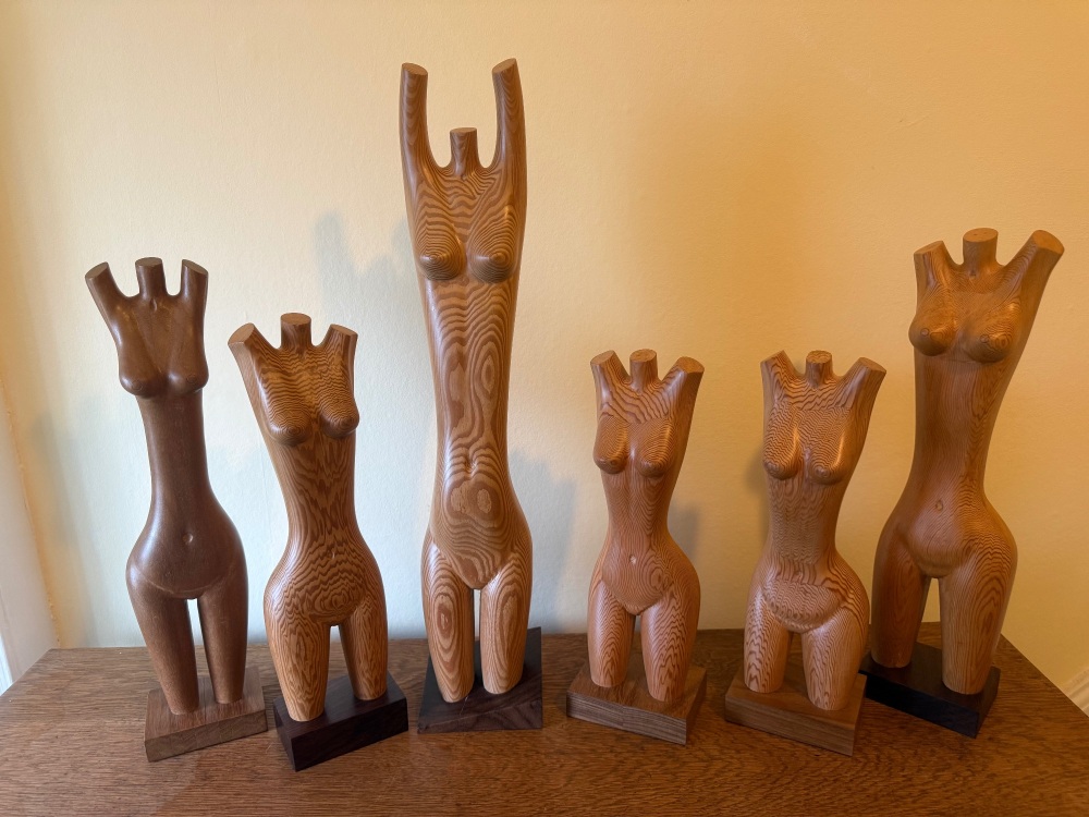 Handcarved wood nude torsos Group D priced at £45 each
