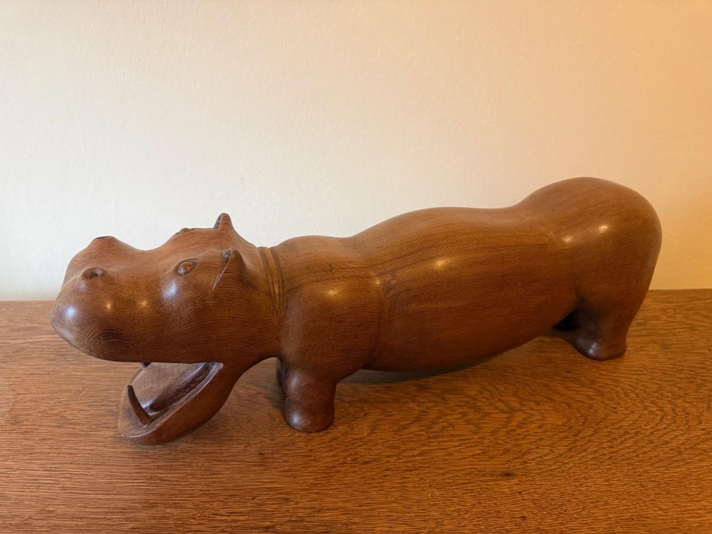 Handcrafted wooden Hippopotamus .