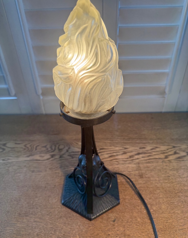 Art Nouveau/Deco wrought iron table lamp