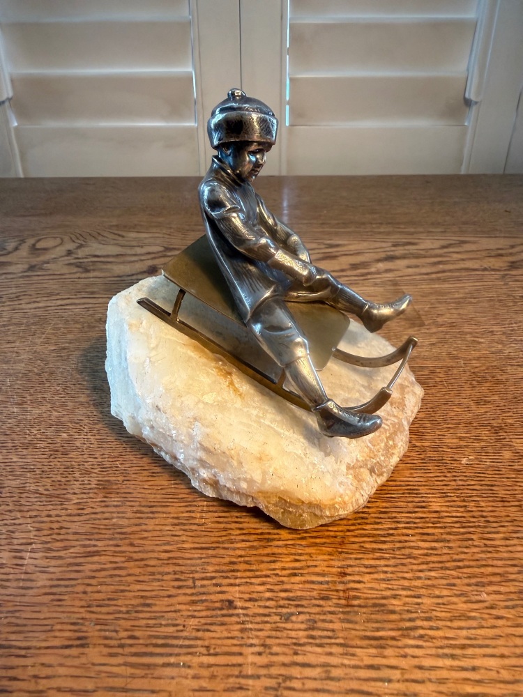 Silver plated Boy on Bobsleigh
