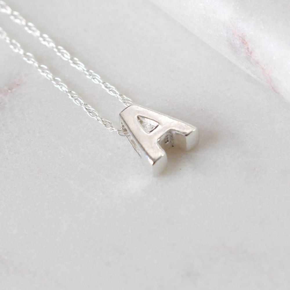 Sterling Silver Initial A Pendant Necklace | Letter A Necklace
