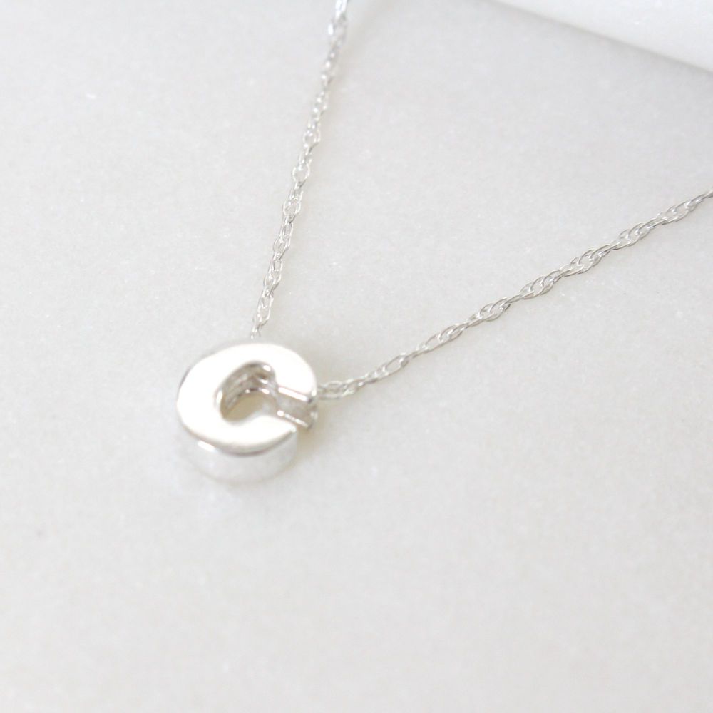 Sterling Silver Initial C Pendant Necklace | Letter C Necklace