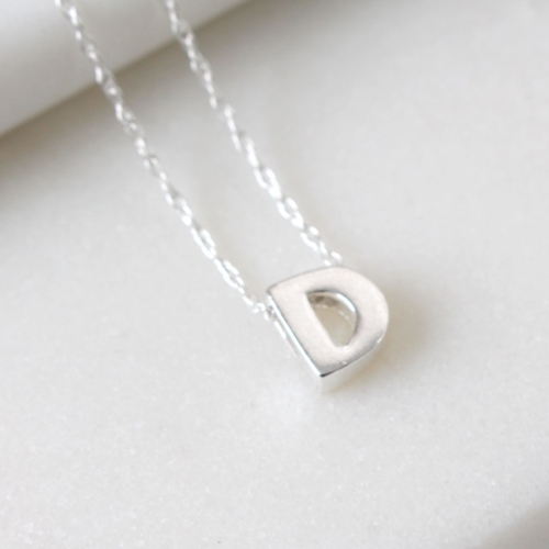 Sterling Silver Initial D Pendant Necklace Letter D Necklace Pretty