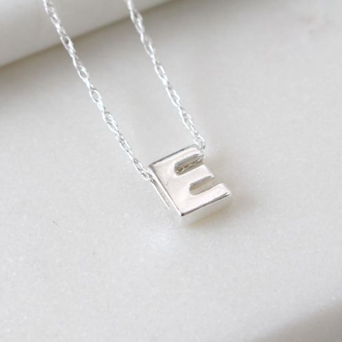 Sterling Silver Initial E Pendant Necklace Letter E Necklace Pretty