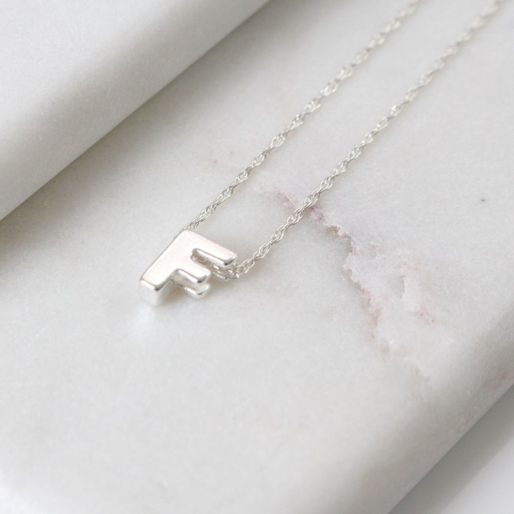 Sterling Silver Letter F Initial Pendant Necklace | Jewellery | Polly Red