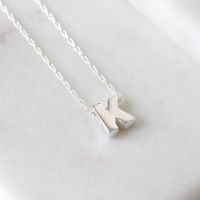 Sterling Silver Initial K Pendant Necklace | Letter K Necklace