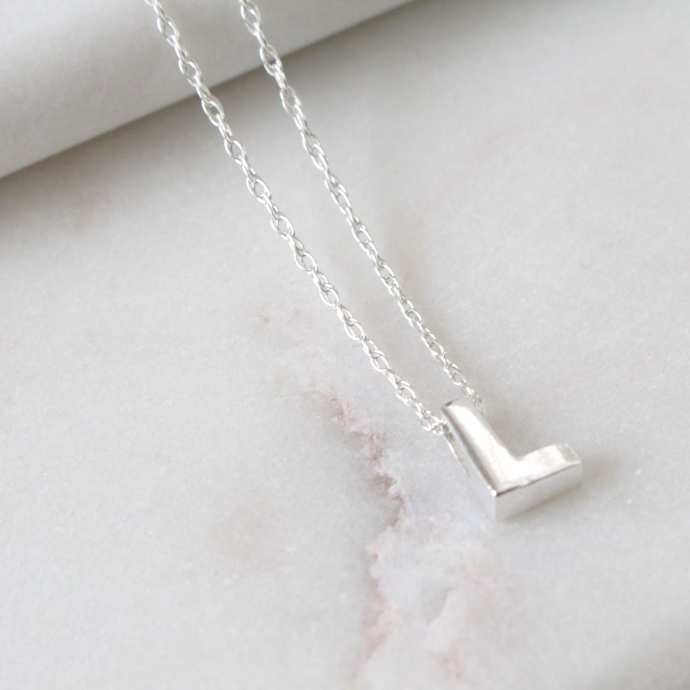 Sterling Silver Initial L Pendant Necklace | Letter L Necklace