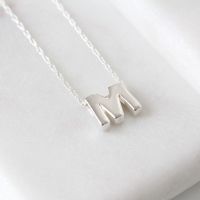 Sterling Silver Initial M Pendant Necklace | Letter M Necklace