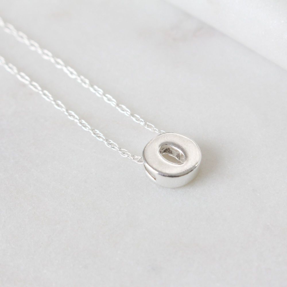 Sterling Silver Initial O Pendant Necklace | Letter O Necklace