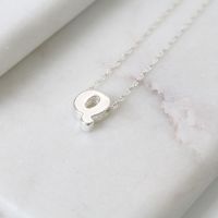 Sterling Silver Initial Q Pendant Necklace | Letter Q Necklace
