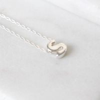 Sterling Silver Initial S Pendant Necklace | Letter S Necklace