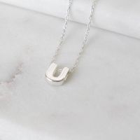 Sterling Silver Initial U Pendant Necklace | Letter U Necklace