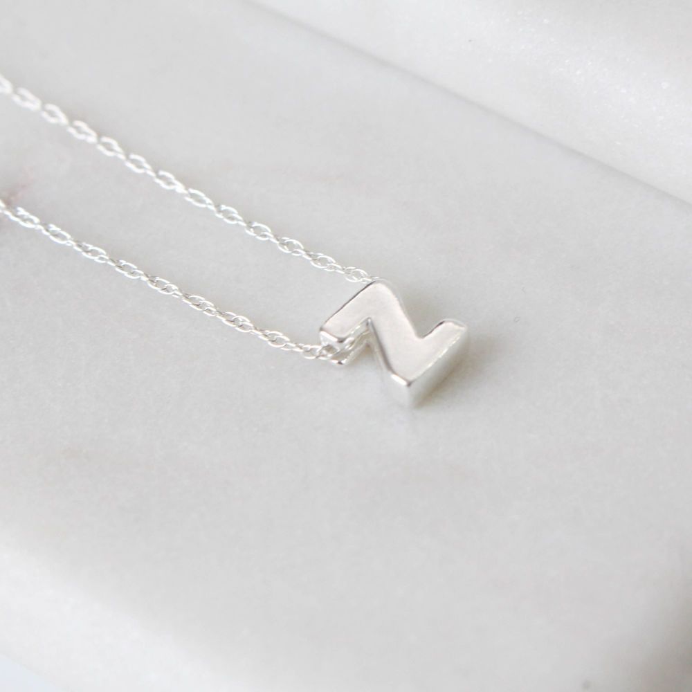 Sterling Silver Initial Z Pendant Necklace | Letter Z Necklace