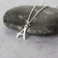 Sterling Silver Script Initial A Pendant Necklace | Letter A Necklace