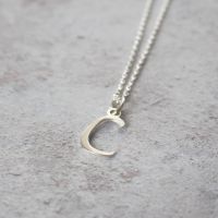 Sterling Silver Script Initial C Pendant Necklace | Letter C Necklace 