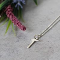 Sterling Silver Script Initial T Pendant Necklace | Letter T Necklace