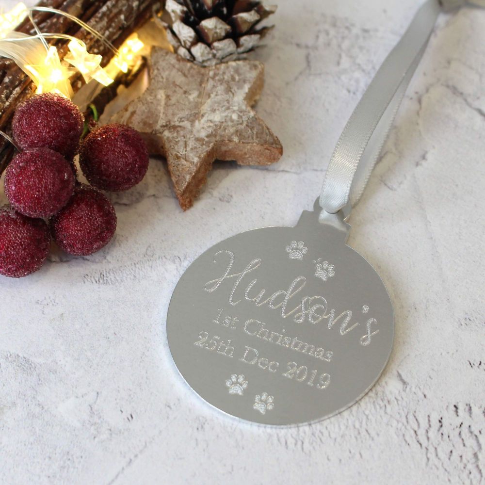 Pet's 1st Christmas Bauble Shaped Tree Decoration