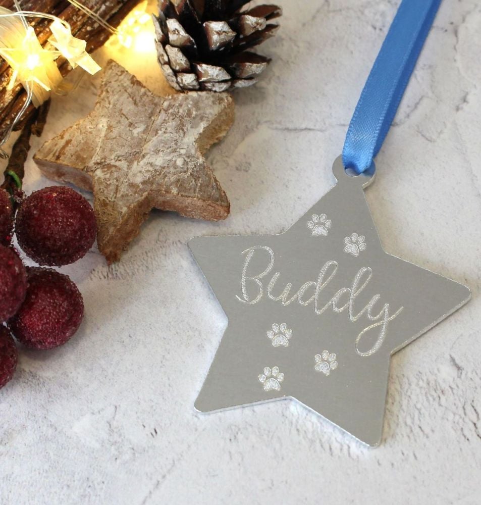 Pet Name Christmas Star Tree Decoration