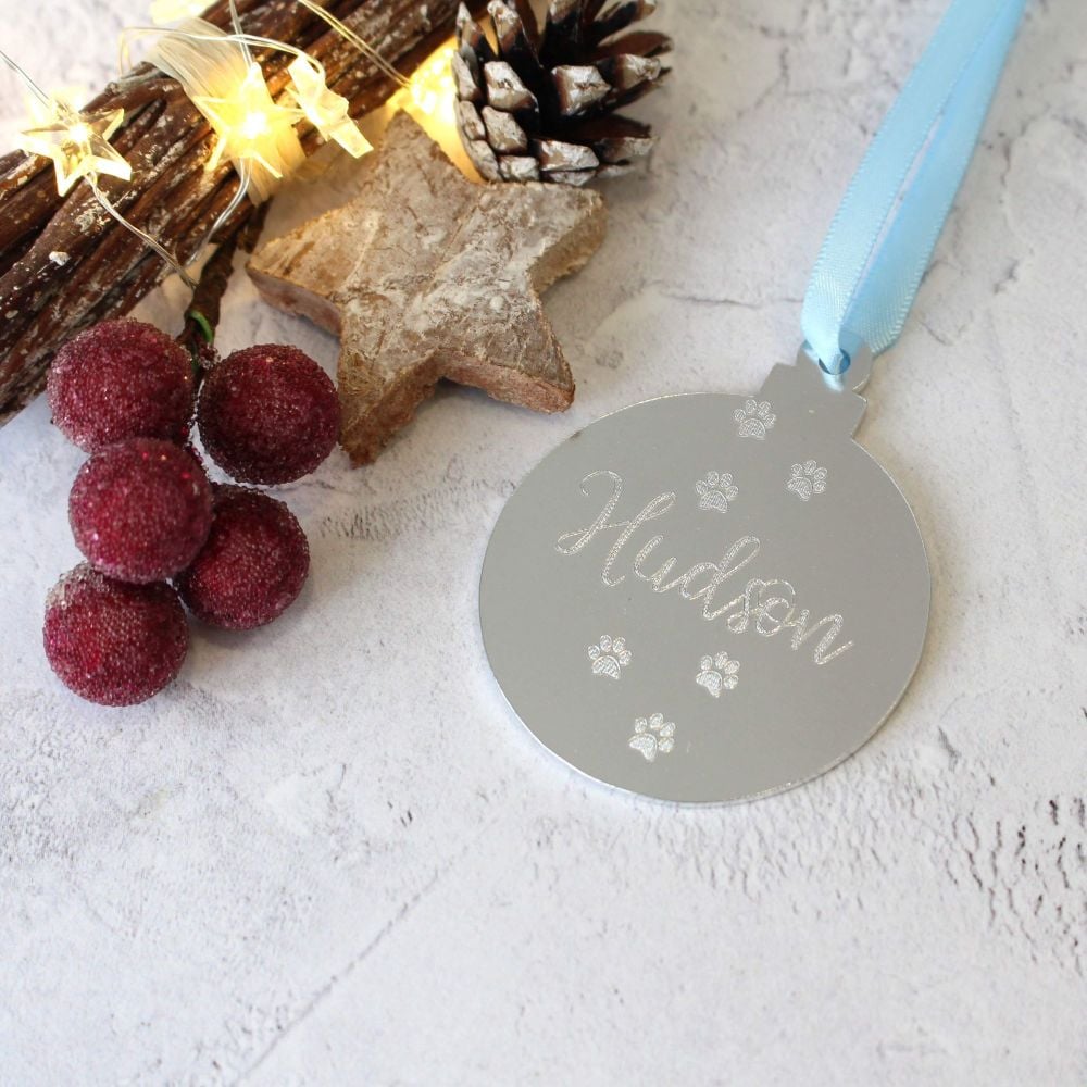 Pet Name Christmas Bauble Tree Decoration