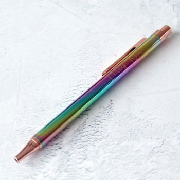 Rose Gold Rainbow Engraved Ballpoint Pen 