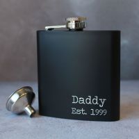 Daddy Est Year - Personalised Black or Grey Hipflask